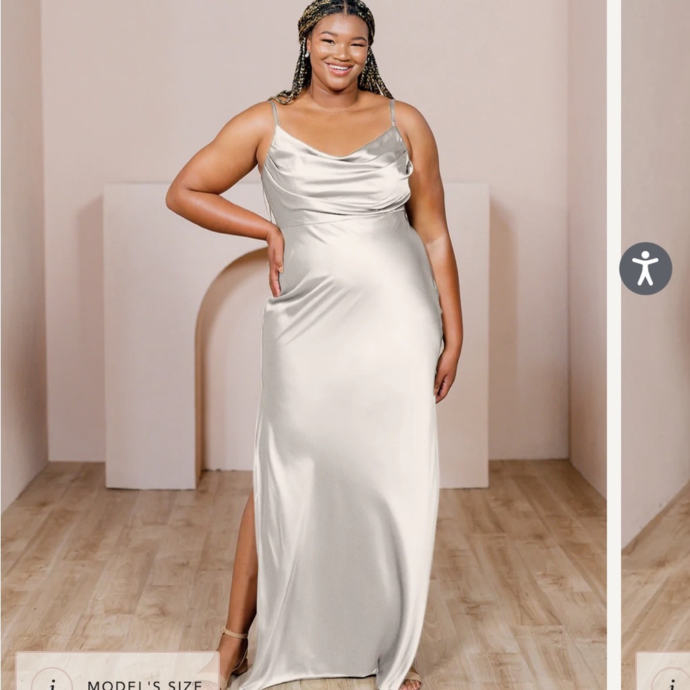 Skye Satin Dress in Soft Champagne